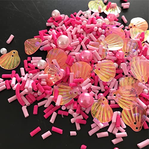 PrettyG 50g Pack Mixes Slices Supplies Polymer Soft Clay Pearl Shell Sequins DIY Decoration for Resin Nail Art Craft Slime Cake Dessert RT-YH (YH03)