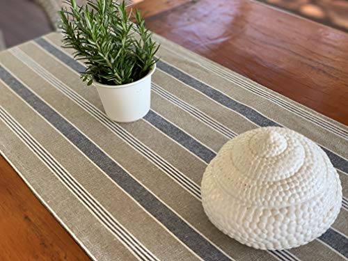 Nautical Table Runner - Cotton Decorative Embroidered Design – Natural, Navy Blue And White - Boat Compass Anchor (72 Inch) #TOP7