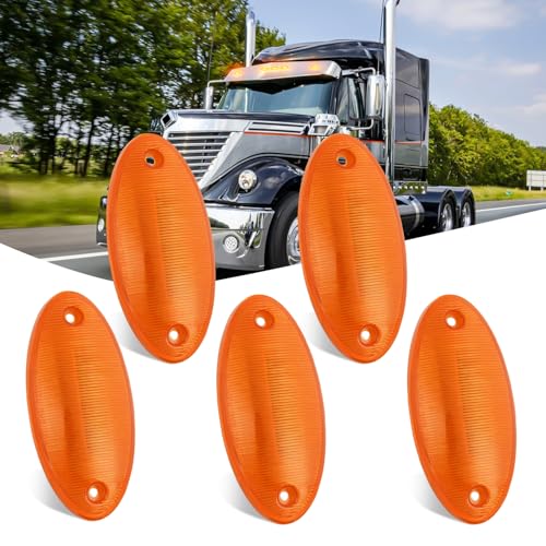 Nilight Cab Roof Marker Light 5 PCS 4 LED Amber Top Clearance Indicator Lights Waterproof Surface Mount for Heavy Duty Trucks Trailer RV Camper Tractor