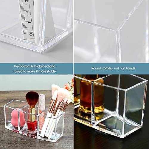 4 Cells Acrylic Makeup Organiser Tray, Clear Bathroom Storage for Bathroom Drawers Vanities Countertops Office Desk