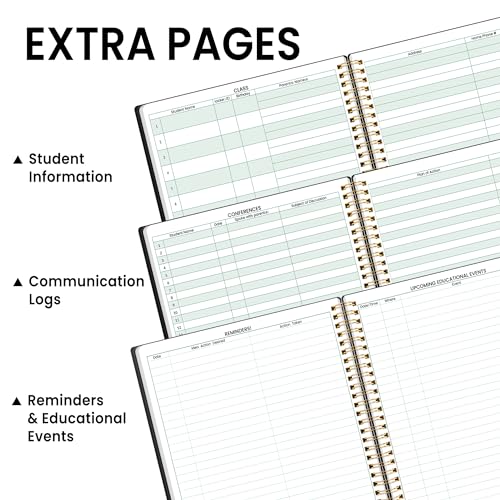 SUNEE Teacher Class Record Book for 11-12 weeks, 36 Names, 8.5x11 Inch, 104 Pages (52 Sheets), 100gsm Thick Paper, Larger Grade Recording up to 36 Students with Water-Resistant Plastic Cover, Black - Image 6