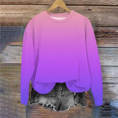 Girls Oversized Crewneck Sweatshirts Long Sleeve Gradient Hoodies Casual Pullover Tops Teen Preppy Clothes 1-12T4