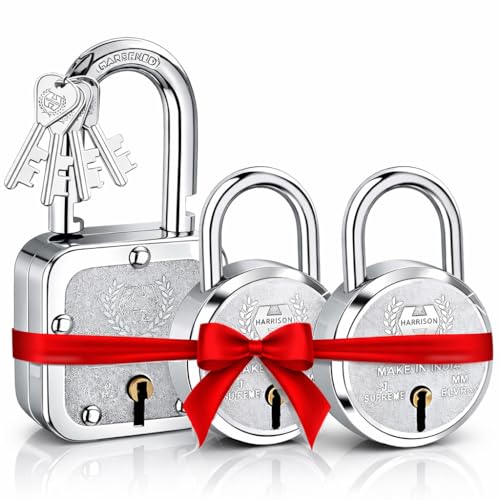 Image of Harrison Padlocks Buy 1 Get 2 Free / 1 Square Padlock 55mm T-27-0031 with 2 Round Padlock 50mm J-SUPREME-0656 / Padlocks, Locks for Home, Locks for Main Door