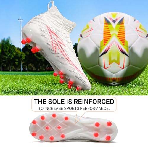 Image of Soccer Cleats for Mens Womens High Tops Lace Up Unisex Football Shoes Indoor Turf Soccer Shoes AG FG TF for Beginners to Advanced Players