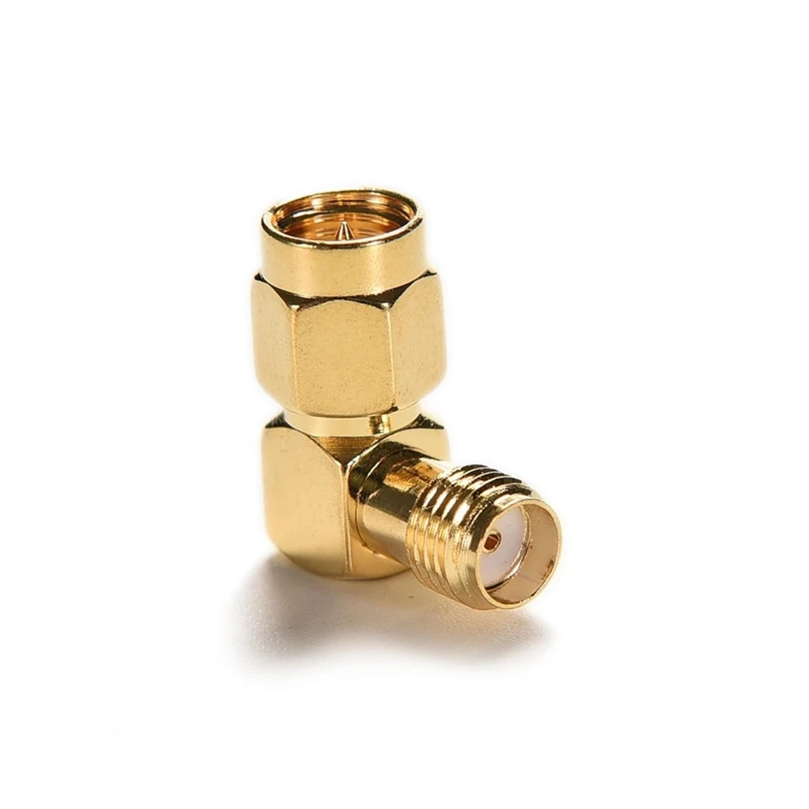 Adaptateur coaxial RF SMA femelle vers SMA mâle à angle droit 90 degrés 50 ohms plaqué or