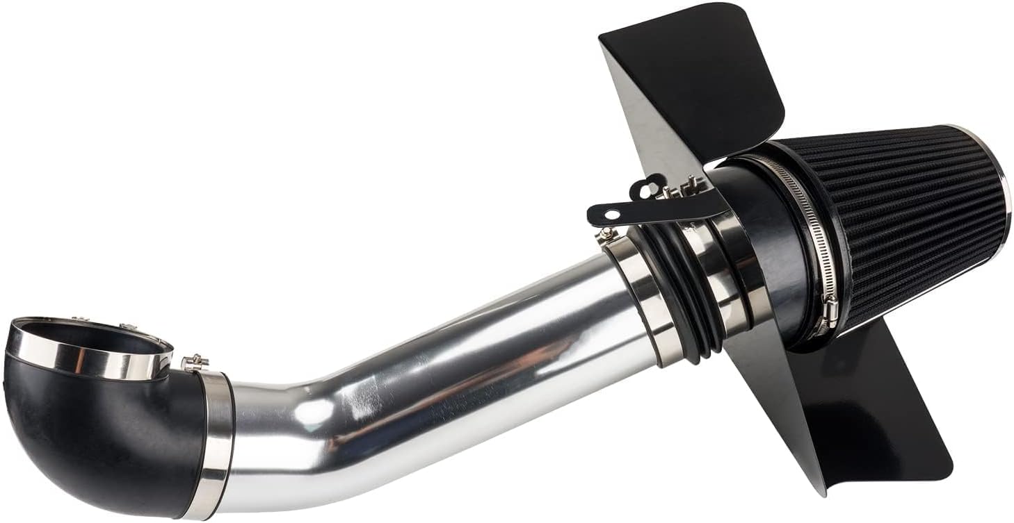 PHILTOP Cold Air Intake System Aluminum Polished High Flow Replacement Compatible with 2007-2008 Cadillaaac Escalade 6.2L V8, High Permance Compatible with Filters