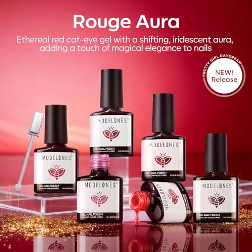 Image of modelones Cat Eye Gel Nail Polish, 6 Colors Red Glitter Burgundy Ruby Sparkle Shimmer Gel Polish Set with Magnet Nail Gel Polish Kit Soak Off Led Nail Art Manicure Salon DIY Gifts