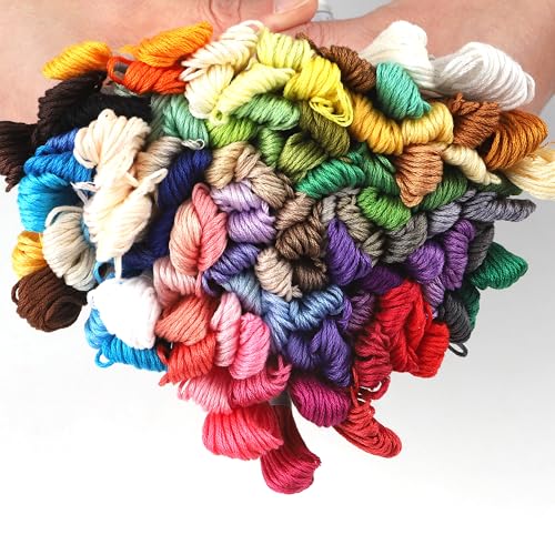 Image of 100 Colors Set Premium Double Mercerized Egyptian Cotton Embroidery Floss 8M Each for Cross Stitch Threads, Friendship Bracelets Floss, Craft Floss, Embroidery Floss Set (100 Skeins)