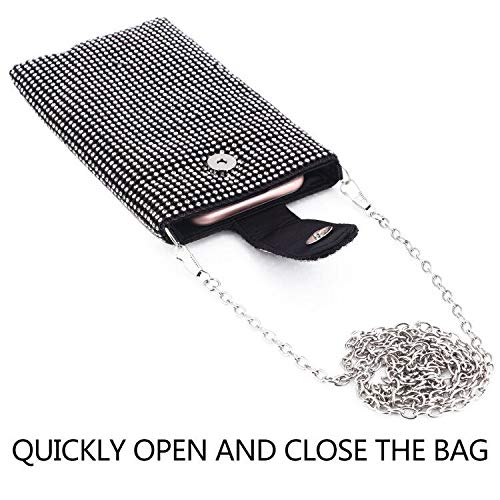 Crystal Rhinestone Small Shoulder Bag Cell Phone Purse Wallet For Women Evening Handbags Clutch Purses In Black #TOP5