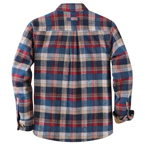 Image of Dubinik Mens Shacket Flannel Shirt for Men Lightweight Jacket Casual Plaid Coat with Warm Lining Long Sleeve Button