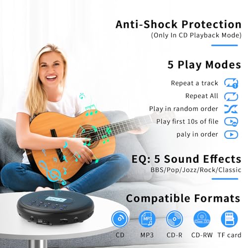 image for ARAFUNA Portable CD Player with Dual Stereo Speakers, Rechargeable Com