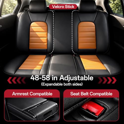 Image of Leather Deluxe Front Seat Covers for Toyota Camry 2015-2026, Black-Orange