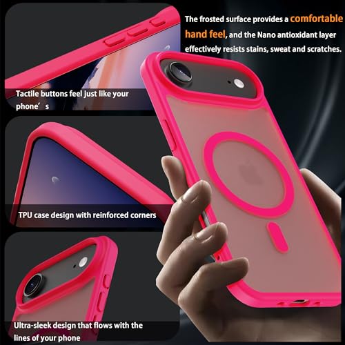 Image of Magnetic for iPhone 17 Air Phone Case, [Compatible with MagSafe], Screen Protector X1, [Military Grade Drop Protection],Matte Finish,Slim,Shockproof,Protective (Pulm Pink, iPhone 17 AIR)