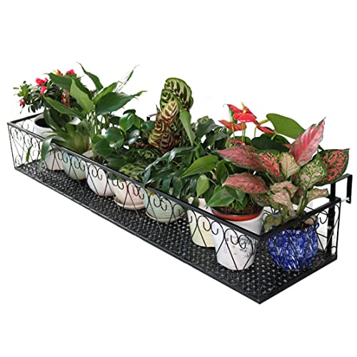 Panier à fleurs suspendu balcon en fer 60x30x18cm pour jardinière et clôture de jardin