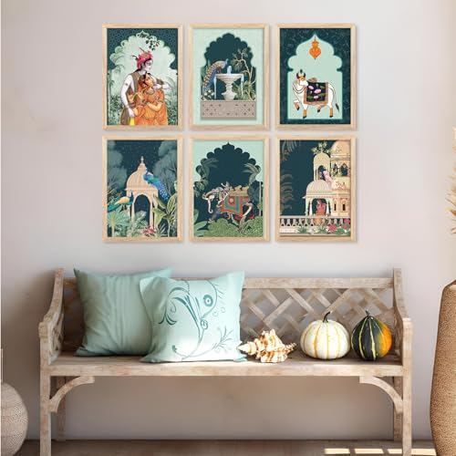 Image of ARTIFLY - Pichwai paintinng framed wall Painting for Living Room Bedroom Office Room Decor - Frame for Home Decor and Wall Decor (Design 2, 10x13 inch,)