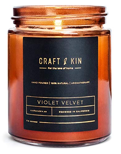 Craft & Kin Soy Candles, Premium ‘Violet Velvet’ Scented Candles for Men