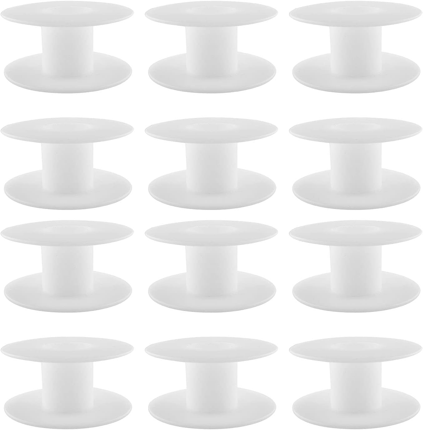 JCBIZ 12pcs 69mm Plastic Spool White Bobbin Empty Spools for Ribbon Beading String Wire Bobbin Cord Ropes
