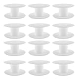 JCBIZ 12pcs 69mm Plastic Spool White Bobbin Empty Spools for Ribbon Beading String Wire Bobbin Cord Ropes