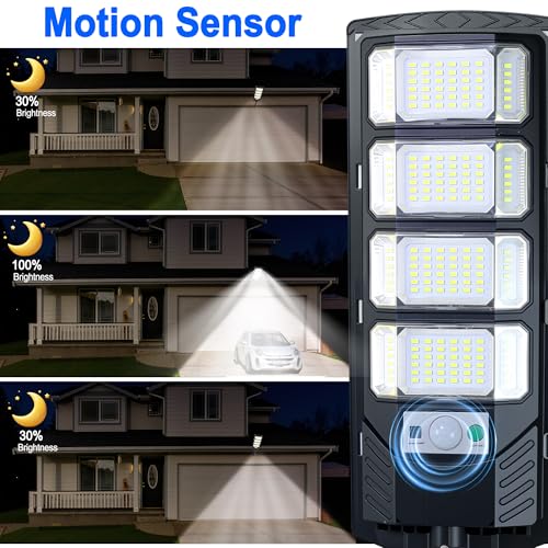 Image of FOWSEEK Solar Lights Outdoor Waterproof, 2 Pack Solar Street Lights 12000 Lumen with Motion Sensor, Flood Security Light with Remote Control Dusk to Dawn Commercial Lighting for Yard Path