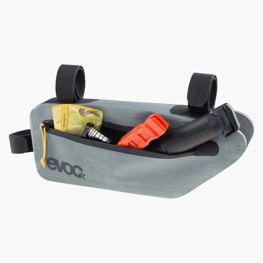 EVOC FRAME PACK M, lekka torba na ramę (idealne akcesorium rowerowe, praktyczna torba na rower górski, torba rowerowa, wymiary: 5,5 x 47 x 15 cm, waga: 220 g, pojemność: 3,5 l), stalowy