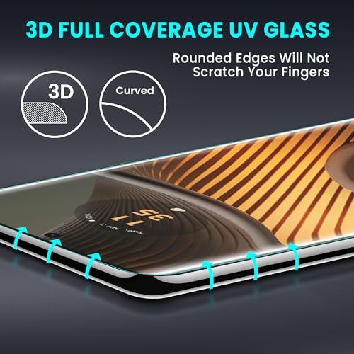 Image of FIRST MART Military-Grade UV Tempered Glass For Motorola Edge 50, Edge 50 Pro and Moto Edge 50 Ultra 5G (6.7 Inch) With Easy UV Installation Kit | Edge To Edge Coverage | Crystal Clear, Pack of 2