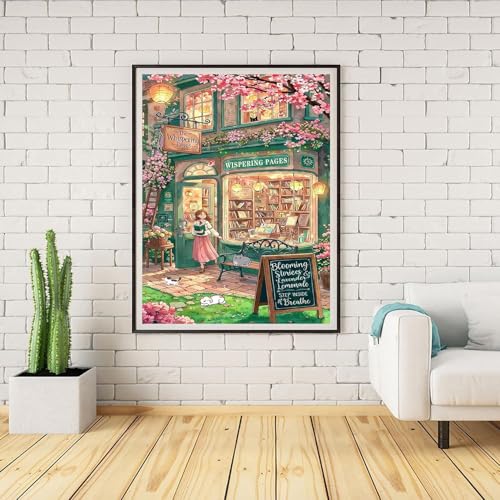 Lophomie Diamond Art Kits for Adults, 5D DIY Book Diamond Painting for Adults Beginners, Diamond Dots Kits Gem Arts Crafts for Home Wall Decor 12x16 Inch(Bookshop) — view 2