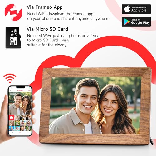 Image of Frameo 10.1 inch WiFi Digital Photo Frame -1280 * 800 HD Digital Picture Frame 32GB Memory, IPS Touch Screen Electronic Frames with Auto-Rotate, Slideshow, Wall-Mounted, Share Photos Videos Instantly