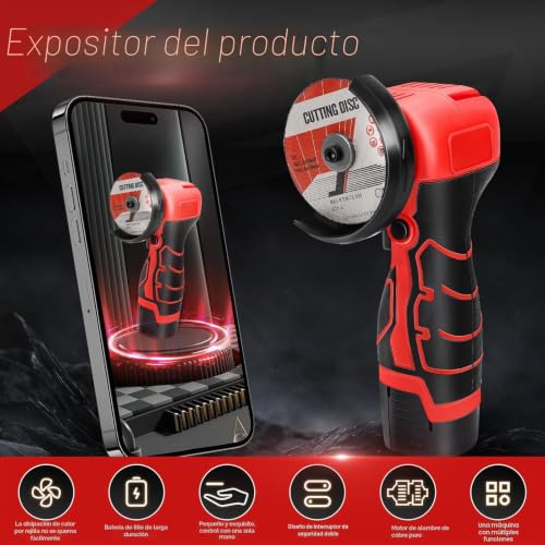Amoladora angular de 16.8V con batería de litio y discos de corte de 76mm para taller 4