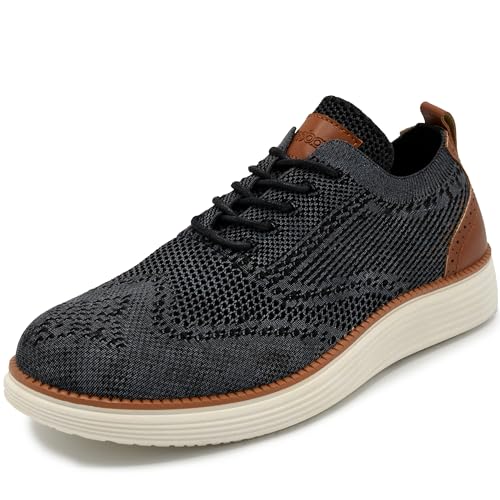 AKADEMIKS Mens Olney Wingtip Knit Oxford, Sleek Breathable Dress Shoes Black, Size 9