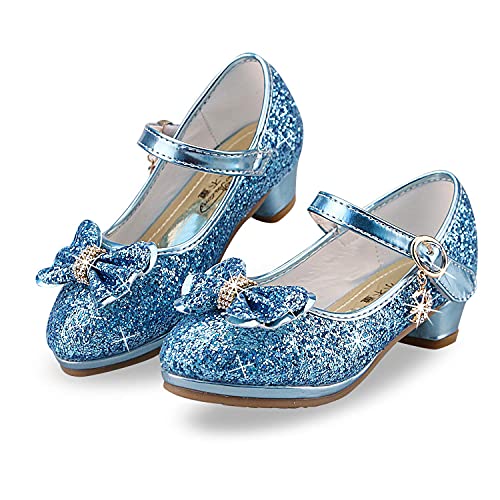 Girls Princess Shoes Sequins Sweet Bows High Heels Wedding Party Dress Shoes Dance Bright Diamond Cosplay Christmas Festival Shoes Pink Blue Purple Gold Silver - Image 8