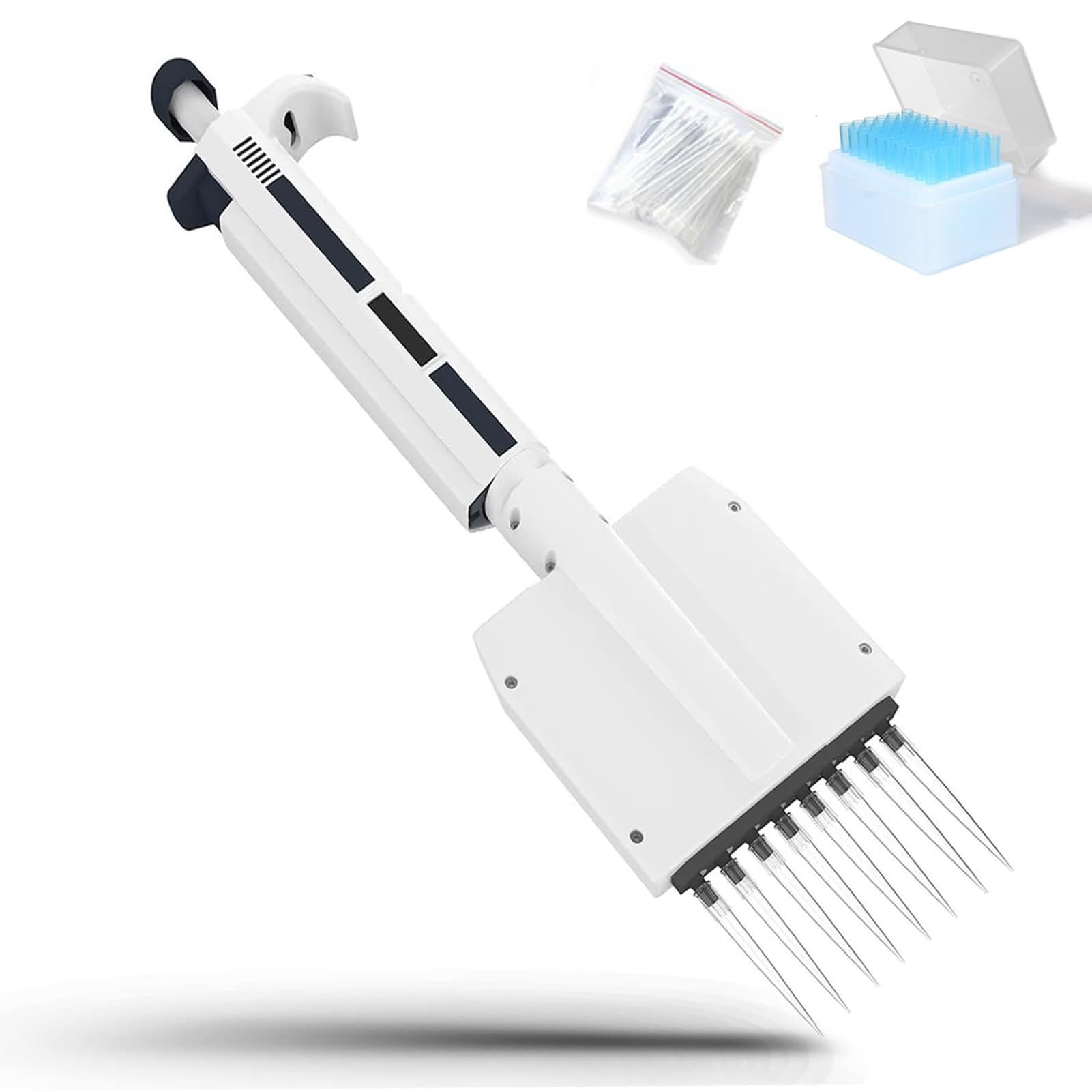 Mikropipeta laboratoryjna, 8-kanałowa, regulowana objętość, 0,5-300 ul, ręczne pobieranie próbek z głowicą pipety obracaną o 360° do użytku laboratoryjnego