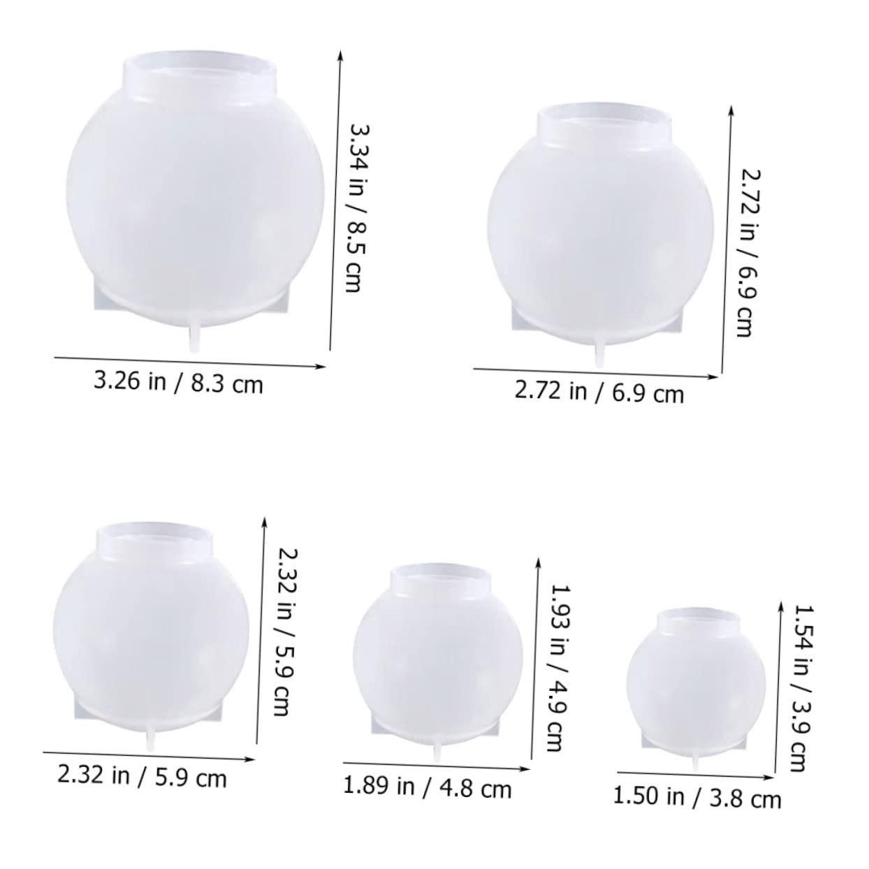 Homoyoyo 3 series Moldes De Cristal Epoxi Molde De Esfera Grande Molde De Silicona Para Joyería Molde De Fundición Molde Para Adornos Decoración Del Hogar Molde De Esfera 5 piezas*3