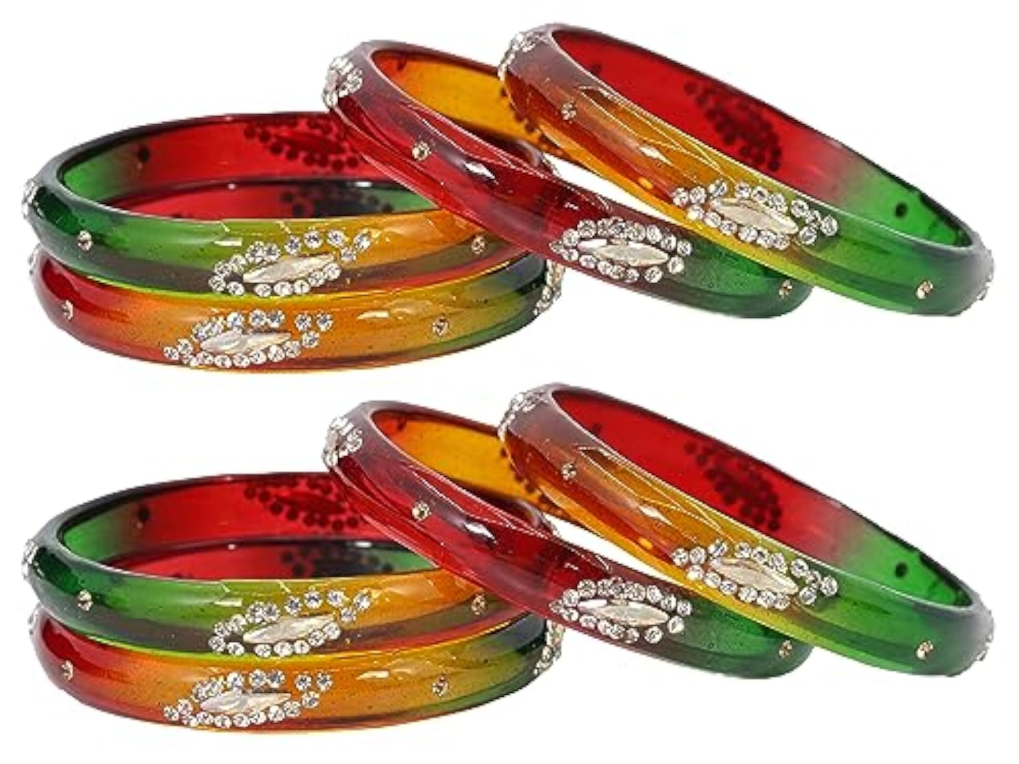 Zircon Gemstone Studded Kada Bangles Set For Women (Pack of 8)