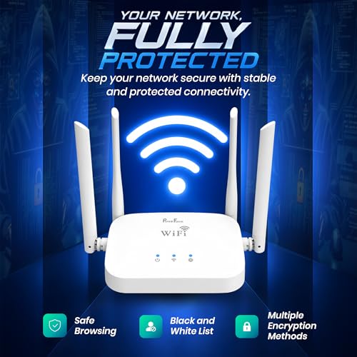 Image of PunnkFunnk WT-14 WiFi Router |Stable Internet Connection | 300M High Speed Wireless Router for Home & Office | Four high gain Antennas | IPv6 Compatible | Wide Coverage WiFi Router | Easy Setup