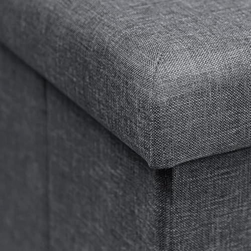 Zedelmaier Sitzbank mit Stauraum, Sitzhocker Faltbar Sitztruhe belastbar bis 300 kg, Deckel klappbar, klappbare Sitztruhe für Wohnzimmer, Flur, Schlafzimmer, 114x38x38 cm, Dunkelgrau