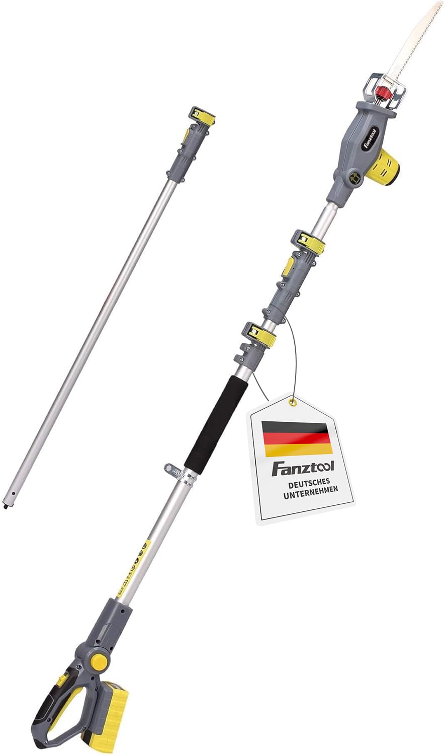FANZTOOL Blade-Tec Teleskop Akku Hochentaster säbelsäge Handsäge mit 210mm langem Hochleistungs-Sägeblatt, bis 4,7m Reichweite, LEICHT DESIGN (mit 20V akku)