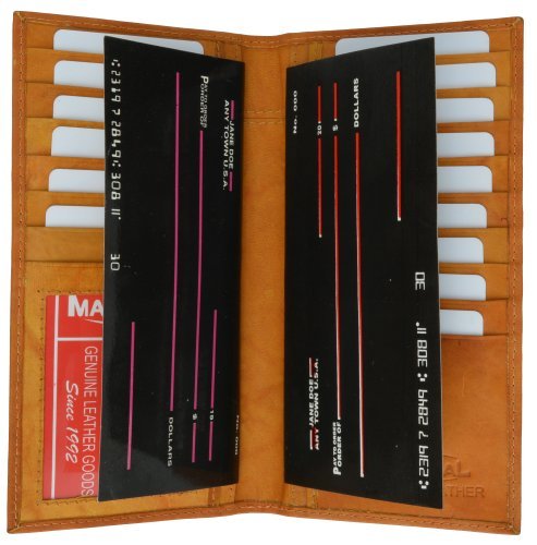 MARSHAL New Men's Leather Long Wallet Pockets ID Card Clutch Bifold Purse (Tan) - Main Image