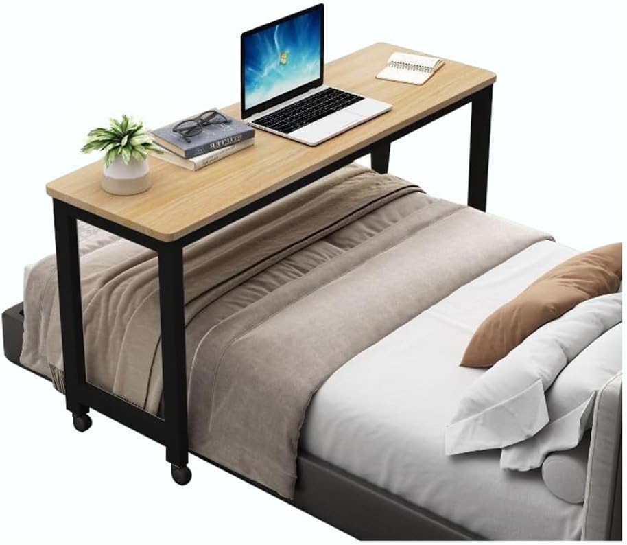 Table de lit à roulettes et bureau mobile en métal pour chambre et salon