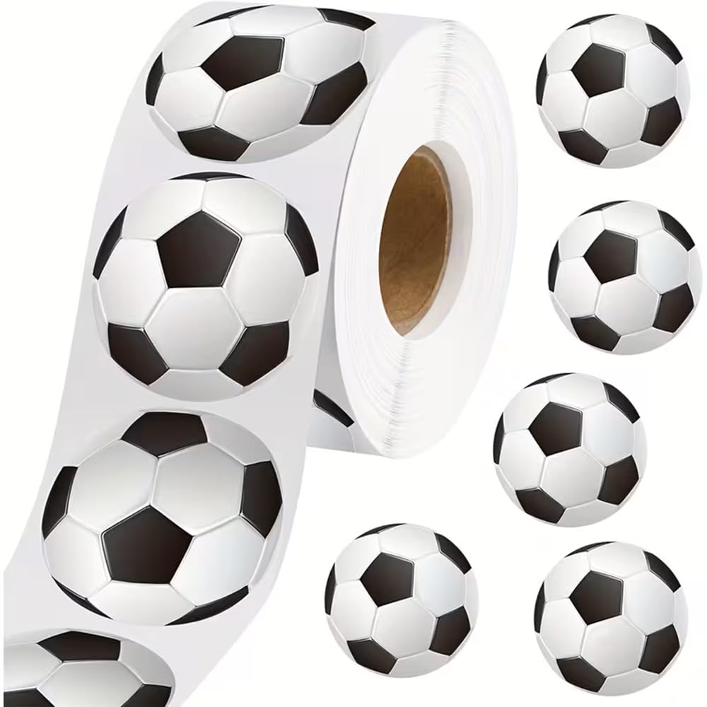 500 x Football Reward Stickers Labels Scrapbook Rewards Well Done Teacher Soccer Ball Goal (2.5cm) 25mm (500 Stickers)