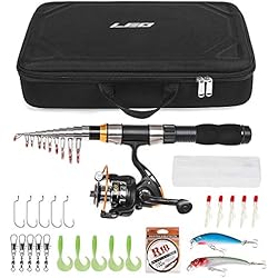 Cañas De Pescar De Fibra De Carbono Baratas Lixada Caña de Pescar portátil y Carrete, Juego de Aparejos de Pesca 28049-T5 (EVA Square Bag + AE3000 + 26A Juego de Accesorios + Línea R18) + caña de Pescar 1.9M/2.1M/2.3M