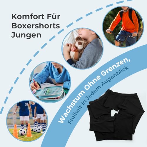 L&K-II 10er Pack Boxershorts Jungen Baumwolle Kinder Unterhosen Jungen Unterwäsche Atmungsaktiv Bequem Für Teenager & Kinder Unterhosen Jungs 170 bis 176 Schwarz