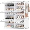 SONGMICS Shoe Rack Organizer, 6-Tier Shoe Storage Cabinet for Closet and Entryway, Holds 24 Pairs of Shoes, Adjustable, Cloud White and Trasparent ULPC033W01