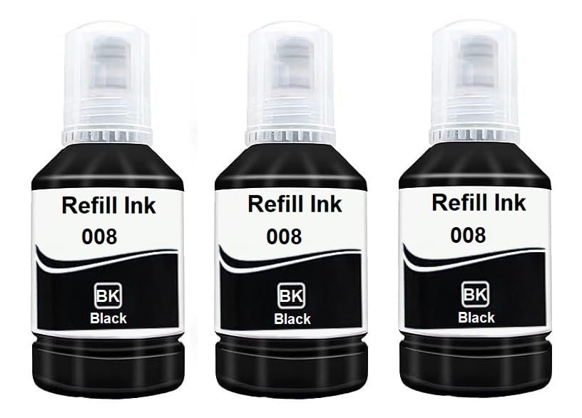 GPN PRINT 008 Black Refill Ink for Epson L6460/L6490/L6550/L6570/L6580/L11160/L15150/L15160 Printer (Black-3Pcs)