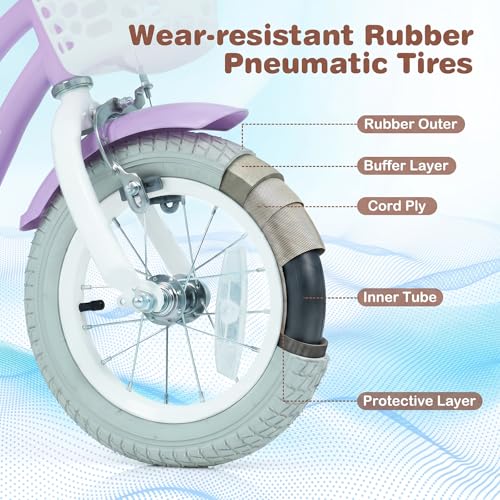 Image of BABY JOY Kids Bike, 12 14 16 18 20 Inch Boys Girls Bike w /Removable Basket | Kids Bicycle with Adjustable Seat & Handlebar, Handbrake & Coaster Brake, Training Wheels or Kickstand (Multi-Color Choices)