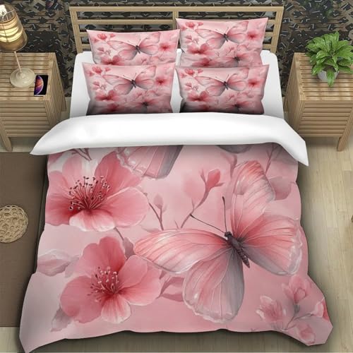 Parure de lit papillons roses en microfibre hypoallergénique pour un sommeil sain - 5