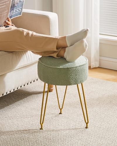 IBUYKE-Teddy-Velvet-Round-Footrest-Stool-Ottoman-Makeup-Vanity-Stool-Side-Table-Velvet-Dressing-Table-Seat-Pouf-Couch-Stool-for-Living-Room-Bedroom-Light-Green-WBD009D IBUYKE Teddy Velvet Round Footrest Stool Ottoman Makeup Vanity Stool Side Table Velvet Dressing Table Seat Pouf Couch Stool for Living Room Bedroom Light Green WBD009D