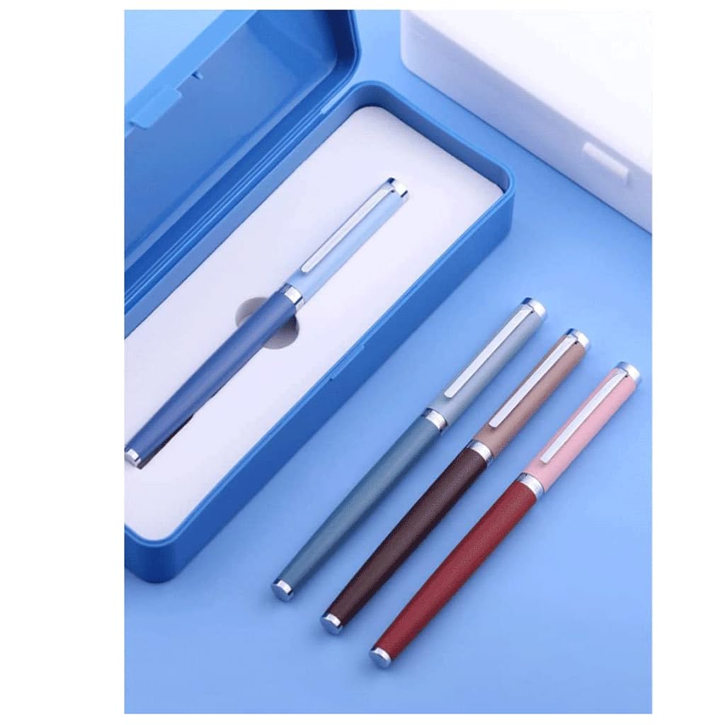 Stylo Plume Stylo Plume pour Hommes et Femmes, Stylo d'écriture Noir à la Mode, Stylo Dur rétro remplaçable, Stylo de Calligraphie de 0.38mm, boîte Cadeau Plus clairement