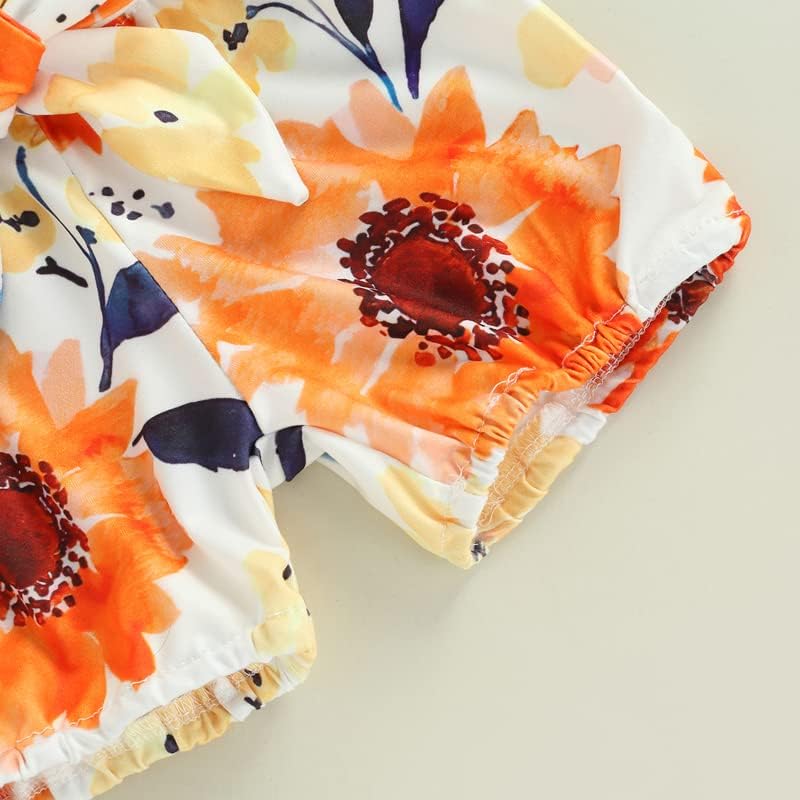 Newborn Baby Girl Auntie Outfits Auntie's Bestie Short Sleeve Ribbed Romper Floral Shorts Clothes with Headband - Image 6