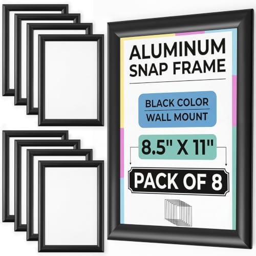 Mifoci 8 Pcs Aluminum Snap Frames 8.5 x 11 for Wall Mount, Front-loading