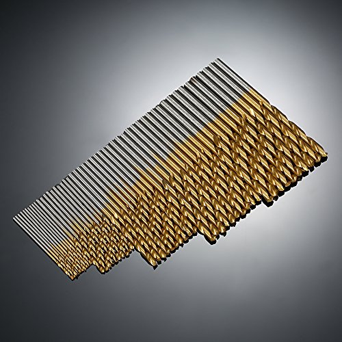 Gecheer 50 pcs HSS Chapeamento Titanium Torção Broca Set Sistema Métrico 1.0-3.0mm Aço De Alta Veloc